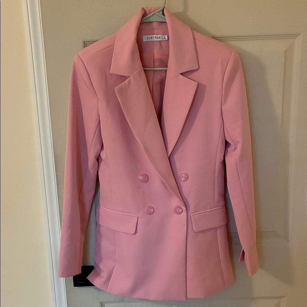 JustFab Blush Pink Double-Breasted Blazer